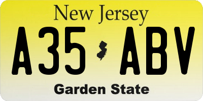NJ license plate A35ABV