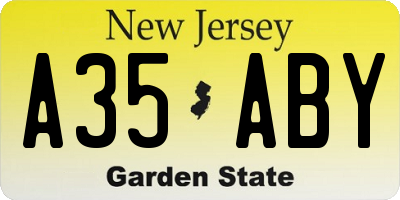 NJ license plate A35ABY