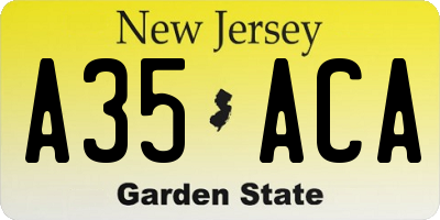 NJ license plate A35ACA