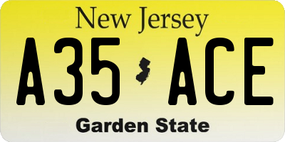 NJ license plate A35ACE