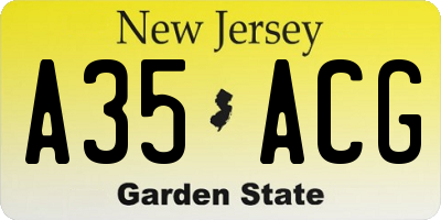 NJ license plate A35ACG