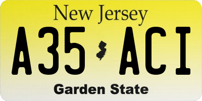 NJ license plate A35ACI