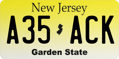 NJ license plate A35ACK
