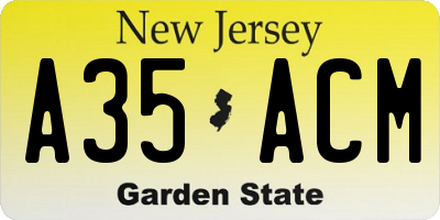 NJ license plate A35ACM