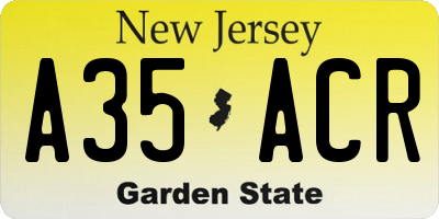 NJ license plate A35ACR