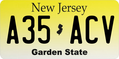 NJ license plate A35ACV