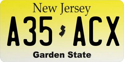 NJ license plate A35ACX