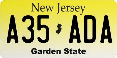 NJ license plate A35ADA