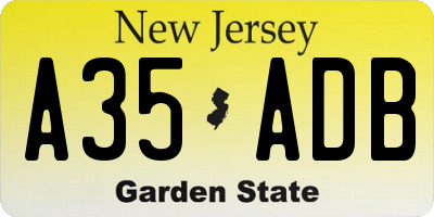NJ license plate A35ADB