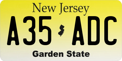 NJ license plate A35ADC