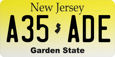 NJ license plate A35ADE