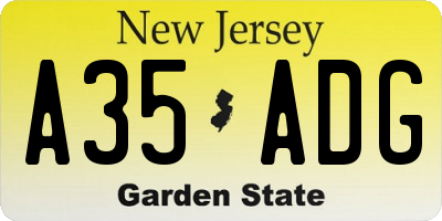 NJ license plate A35ADG