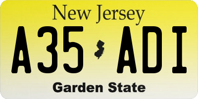 NJ license plate A35ADI