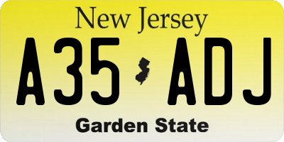 NJ license plate A35ADJ