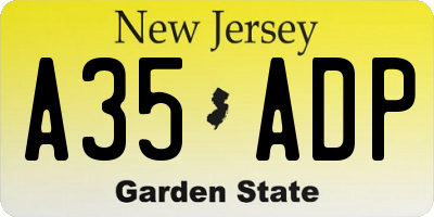 NJ license plate A35ADP