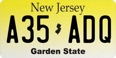 NJ license plate A35ADQ