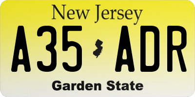 NJ license plate A35ADR