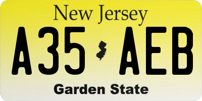 NJ license plate A35AEB