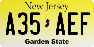 NJ license plate A35AEF
