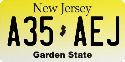 NJ license plate A35AEJ