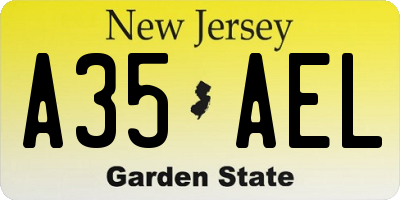 NJ license plate A35AEL