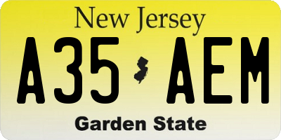 NJ license plate A35AEM