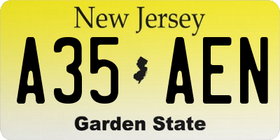 NJ license plate A35AEN