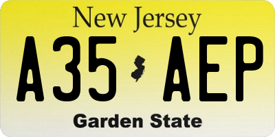 NJ license plate A35AEP