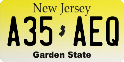 NJ license plate A35AEQ