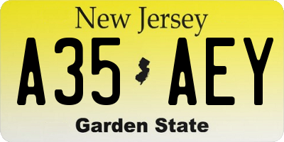 NJ license plate A35AEY