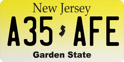 NJ license plate A35AFE