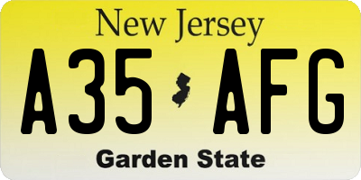 NJ license plate A35AFG