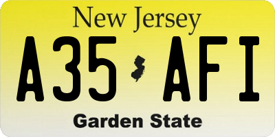 NJ license plate A35AFI