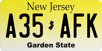 NJ license plate A35AFK