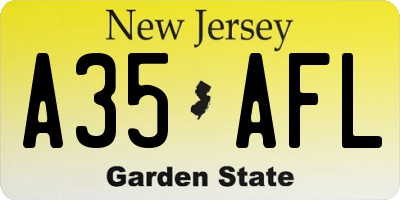 NJ license plate A35AFL