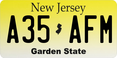 NJ license plate A35AFM