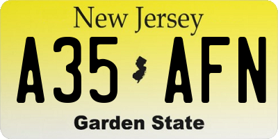NJ license plate A35AFN