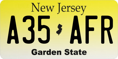 NJ license plate A35AFR