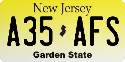 NJ license plate A35AFS