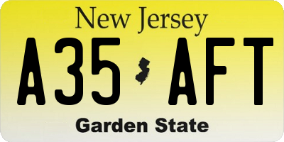 NJ license plate A35AFT