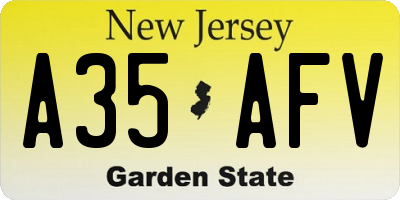 NJ license plate A35AFV