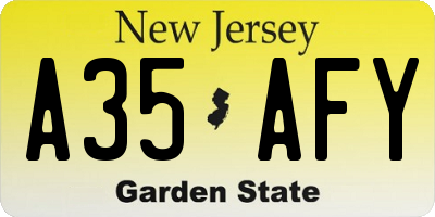 NJ license plate A35AFY