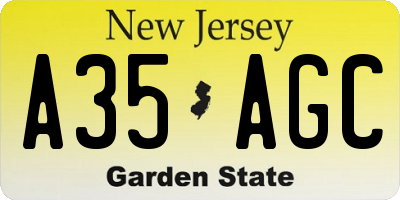 NJ license plate A35AGC