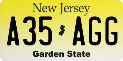 NJ license plate A35AGG