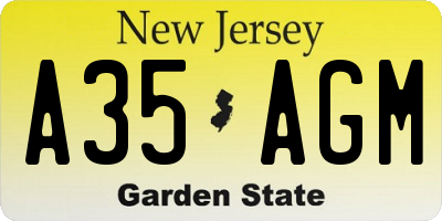 NJ license plate A35AGM