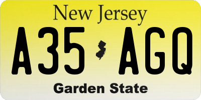 NJ license plate A35AGQ