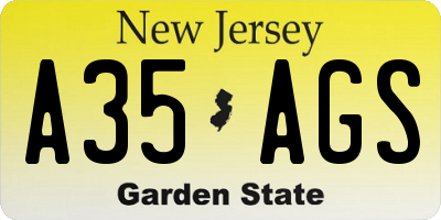 NJ license plate A35AGS