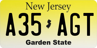 NJ license plate A35AGT