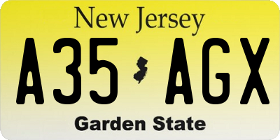 NJ license plate A35AGX