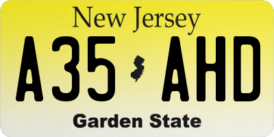 NJ license plate A35AHD